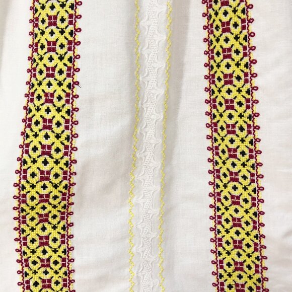 NWT! J. PETERMAN Paradise Linen Embroidered Boho Relaxed Fit Peasant Blouse S - Picture 6 of 12